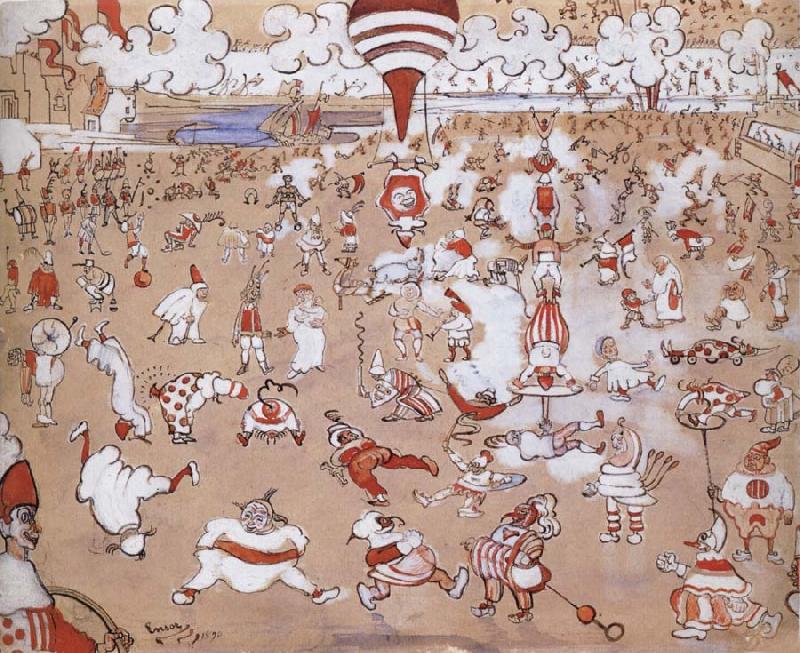 White and Red Clowns Evolving, James Ensor